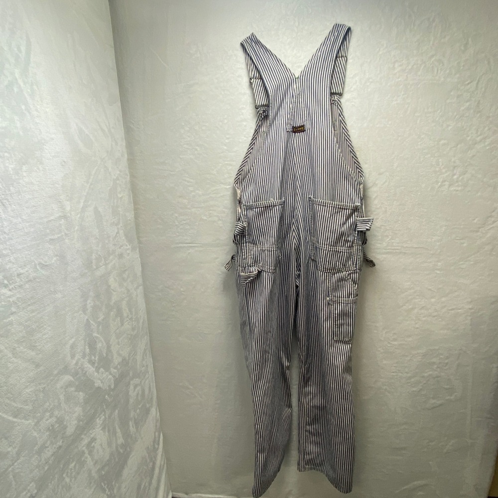 VTG 50s Big Smith Denim Striped Railroad Overalls Carpenter Bib Union Made USA - Picture 7 of 16